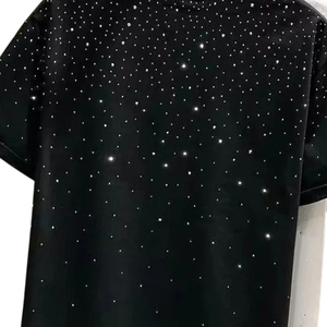 T-shirt unisexe personnalisé avec strass sur toute la surface, tee-shirt orné de cristaux, vêtements streetwear haut de gamme, fabricant OEM, vente en gros - Product Image 3