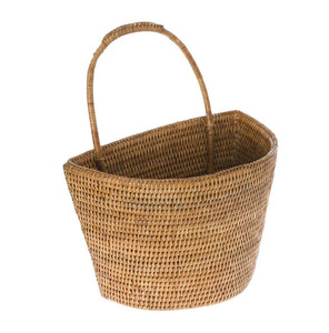 Panier de rangement suspendu en rotin avec poignée, panier tissé naturel, organisateur de rangement écologique, décoration bohème pour la maison, panier de pique-nique - Product Image 1