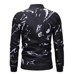 Blouson bomber homme imprimé abstrait noir et blanc, streetwear personnalisé, léger, fermeture éclair, veste tendance OEM ODM - Product Image 5