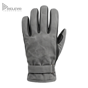 Custom Vintage Grey Waxed Canvas Motorcycle Gloves Genuine Black Leather Palm Biker Gloves D-Ring Wrist Strap Heritage Urban - Product Image 1