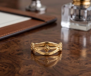 DIVYORO แหวนลายฉลุเคลือบทอง 22k สำหรับผู้หญิงแบบคลาสสิก - Product Image 2