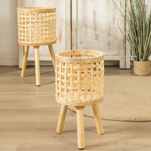 Ensemble de pots à plantes en bambou tressé avec support, qualité supérieure, supports trépieds naturels pour plantes, prix avantageux - Product Image 4