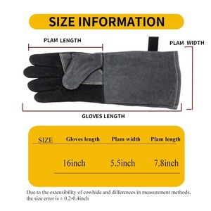 16 Inch Cowhide Welding Gloves Heat Resistant Fireproof Anti-Splash Leather Welder Gloves Heavy Duty Industrial Safety Work Glo - Product Image 3