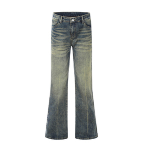 Vaqueros Casuales de Mezclilla para Hombre, Estilo Punk, Transpirables, Lavado a la Piedra, Corte Recto, Cintura Media, Ligeros, Ajuste Regular - Product Image 1