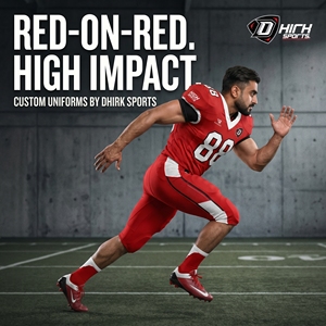 Custom High Visibility Red American Football Uniform Set Spandex Mesh Jersey Short V-neck <b>Padded</b> <b>Pants</b> Adult Printed Front 4-way - Product Image 4