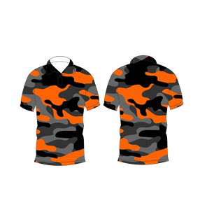 Polo de manga corta con estampado de camuflaje en naranja, negro y gris para hombre, camiseta de golf informal de moda de verano - Product Image 3
