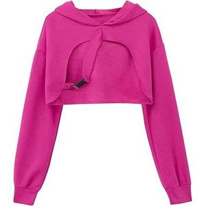 Últimas sudaderas con capucha cortas de alta calidad para mujer, suéter de moda con logotipo personalizado, sudaderas con capucha recortadas de punto - Product Image 1