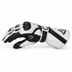Gants de moto en cuir blanc OEM personnalisés avec protection renforcée des doigts et logo de marque privée - Product Image 3