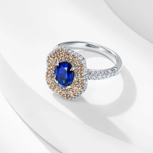 Anillo de Compromiso de Lujo para Mujer, Oro de 18K con Zafiro, Corte Ovalado, Joyería Fina - Product Image 4