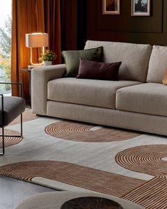 Tapis en laine tufté à la main, marron et blanc, motif géométrique audacieux en zig-zag, tapis moderne fait main - Product Image 4