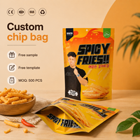 Sachet d'emballage alimentaire personnalisé en aluminium pour chips, avec impression sur mesure et fond stable
