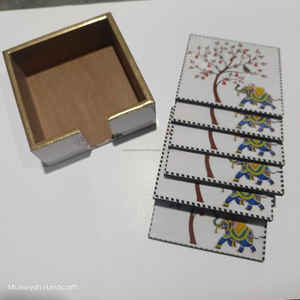 ที่รองแก้วไม้พิมพ์ลายดีไซน์ใหม่ชุดที่รองแก้วชากาแฟรูปทรงสี่เหลี่ยมทำจากไม้ออกแบบอย่างสวยงาม - Product Image 1