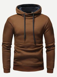 Sweat-shirt à capuche marron pour homme, coupe classique, avec logo personnalisé sur le devant, en tricot, pour l'hiver, style streetwear - Product Image 3