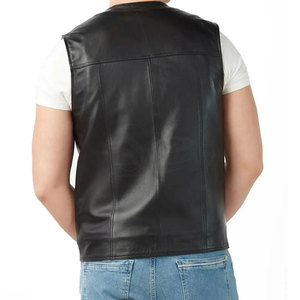 100% <b>Leather</b> O-Neck Single Button Closure <b>Leather</b> <b>Vest</b> Windproof Casual Winter Outerwear <b>Men's</b> <b>Leather</b> <b>Vest</b> Waistcoats - Product Image 2