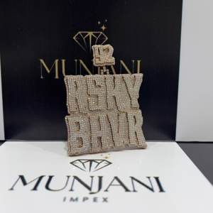 Colgante de Plata de Ley 925 Chapado en Oro Rosa con Diamantes de Moissanita VVS Estilo Hip Hop, Colgante Personalizado con Nombre o Logotipo, Joyería Fina - Product Image 4