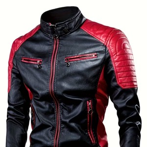 Chaqueta Bomber de Piel Auténtica con Cierre, Estilo Casual para Invierno, Color Liso - Product Image 1