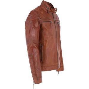 High Quality <b>Men's</b> Casual Leather <b>Jacket</b> Stylish Fit Stand Collar Soft PU Leather <b>Canvas</b> Breathable Quick Dry Autumn Pattern - Product Image 5