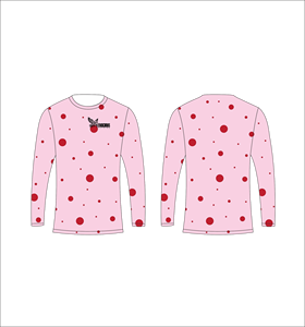 T-shirt à manches longues pour homme Ferocious, rose à pois, col rond, décontracté, tricoté, coupe classique, imprimé, logo sur le devant - Product Image 1