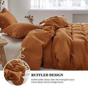 Duvet Cover Set 100% Pure French Linen Bedding for Home 5 pcs 1 Duvet Cover 1 <b>Flat</b> 1 Fitted Sheet 2 <b>pillow</b> cases Sets - Product Image 3