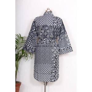 Camisón Kimono Bohemio de Algodón para Mujer, Estilo Indio, Largo Medio, con Cinturón y Botones Decorativos, Ajuste Holgado y Dulce - Product Image 6