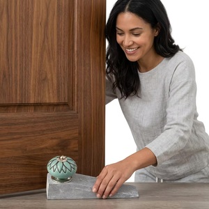 Ceramic Cabinet Knob Round Traditional Design Teal Color with Black Pattern Durable Handle for Furniture - Product Image 3