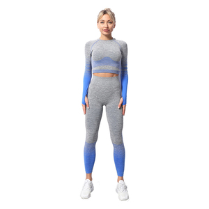 Ensemble de yoga pour femmes de qualité supérieure, vêtements de sport sans coutures, deux pièces, leggings taille haute et soutien-gorge de sport, ensemble de fitness pour femmes - Product Image 1