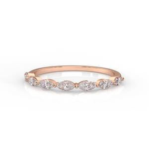 Anillo Clásico de Media Eternidad de Oro Sólido de 14K/18K para Mujer con Diamantes Ovalados/Marquesa Cultivados en Laboratorio, Joyería Fina con Certificación de Terceros - Product Image 1