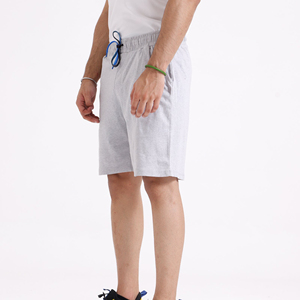 Shorts en coton gris uni pour homme, taille mi-haute, cordon élastique, décontracté, respirant, tricoté, ensemble de shorts pour homme - Product Image 1