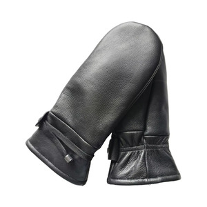 Leather Wrist Length Mittens Thermal Unlined Plain Style Daily Use Winter Home - Product Image 3