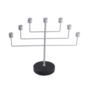 <b>Silver</b> Painted Design Iron Candle Stand With Black Marble Base Design Best for Home Tabletop Decor at Cheap Price Candle Holder - Product Image 1