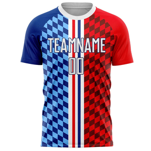 เสื้อฟุตบอลยูนิเซ็กซ์แบบสวม ทรงปกติ น้ำหนัก 220 กรัม ผ้าโพลีเอสเตอร์ ระบายเหงื่อได้ดี พิมพ์ลายแบบซับลิเมชั่น แขนสั้น ไร้ตะเข็บ - Product Image 2