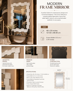 Geometric <b>Wall</b> <b>Mirror</b> <b>Rectangle</b> Design Decorative <b>Mirror</b> <b>for</b> Bathroom Bedroom Living Room Modern Stylish <b>Wall</b> Mounted 35*48 Inch - Product Image 3