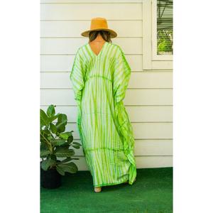 Vestido Kaftan de Rayón con Estampado Tie Dye para Mujer, Corte Holgado, Cuello en V, Estilo Boho, para la Playa, Ligero, Maxi Kaftan de Verano - Product Image 4