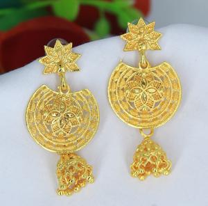Arrings-pendientes de aro chapados en oro para mujer, aretes de arquería de estilo fricano, calidad superior jumkha Bali - Product Image 1