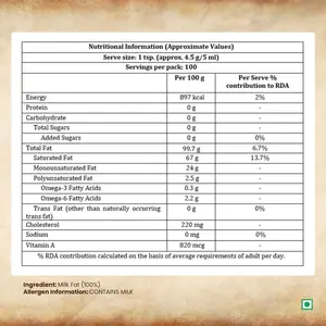 Ghee de Leche de Vaca Dabur A2, Rico en Vitamina A y Antioxidantes, Método Bilona, Ayuda a Equilibrar las Doshas Vata y Pitta, Leche de Vacas Desi, 100% Grasa Láctea - Product Image 6