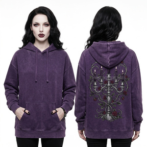 Heavyweight Brown Vintage Wash Hoodie Women Oversized Vampire Portrait <b>Frame</b> Graphic Print Pullover Streetwear OEM Factory - Product Image 4