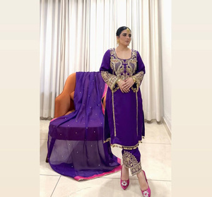 Vestido étnico indio y pakistaní de diseñador moderno pesado Faux Georgette tela Sharara Suit & Palazzo con Dupatta a bajo precio - Product Image 1