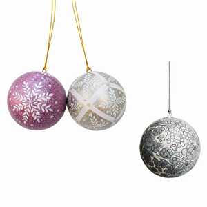 Bolas de Navidad de Terciopelo Borgoña y Blanco de Alta Calidad, Hechas a Mano, Resistentes a los Golpes, de 8 cm - Product Image 2