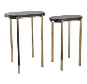 Home Highlight Modern <b>Marble</b> Top Nesting Coffee <b>Tables</b> With Gold Metal Frame For Living Room Furniture - Product Image 3