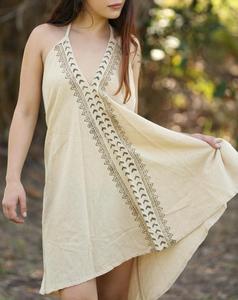 2026 Top Double Gauze Cotton Lounge Dress Cotton Maxi Breathable Loose Fit Dress Minimalist <b>Summer</b> Style Short Dress - Product Image 3