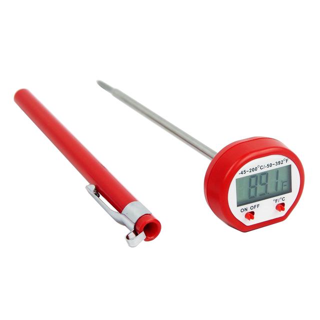 Digital Instant Read Thermometer With Pen Case Stainless Steel Probe Battery Screw