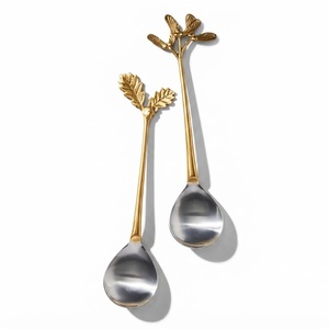 Luxury Gold Hammered Salad <b>Server</b> Set Stainless Steel Metal Serving Spoon Fork for Wedding Hotel Restaurant <b>Buffet</b> Utensils - Product Image 2