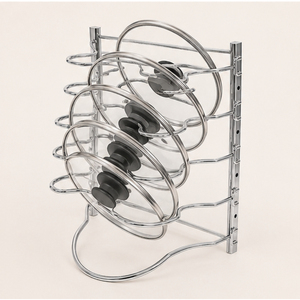 Pot and Pan Organizer <b>Rack</b> for <b>Kitchen</b> Cabinet Metal Cookware <b>Storage</b> Stand with Pot Lid Holder & Space-Saving Design - Product Image 4