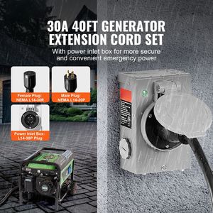 Kit Scatola di Ingresso Alimentazione Generatore 30 Amp con Cavo di Prolunga Elettrica RV da 40 Piedi NEMA L14-30P/L14-30R STW 10 AWG - Product Image 4