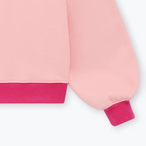 Sudadera Oversize Rosa de Cuello Redondo para Mujer con Mangas Farol, Tejida, Color Sólido, para Otoño - Product Image 3