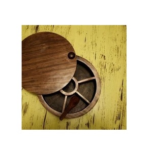 Indian Style <b>Wooden</b> Masala <b>Box</b> For Spice Collection Kitchen Storage And Decorative Countertop Display - Product Image 1