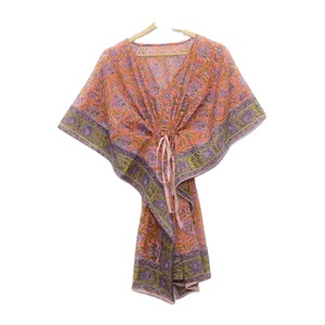 Handblock Floral Printed Women's Robe Sleepwear Gown Short <b>Kaftan</b> Cotton Natural Washable Breathable Eco-Friendly Tunic <b>Maxi</b> - Product Image 1