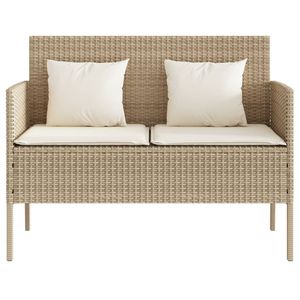 Banco de patio de ratán polivinílico beige con cojines Muebles de exterior cómodos - Product Image 4