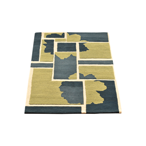 Luxury Hand-Tufted Wool Geometric Grid Area <b>Rug</b> 9x12 Modern Abstract Block Pattern in Olive Green Charcoal <b>Grey</b> & Ivory - Product Image 6