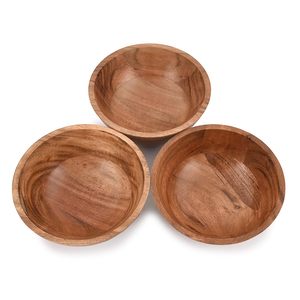 Ensemble de bols en bois d'acacia faits à la main pour la table à manger, service de collations, rangement de bonbons, ustensiles de cuisine décoratifs, fournitures de restaurant - Product Image 6